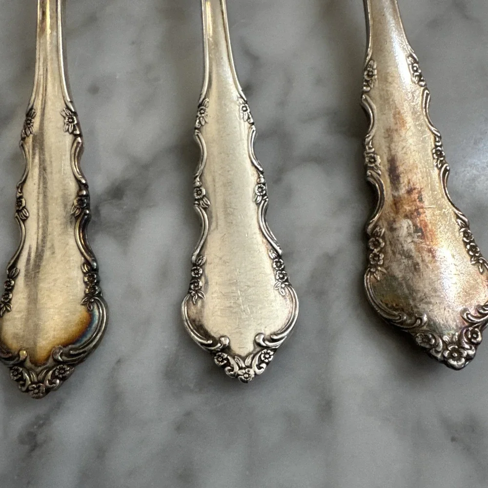 Reed & Barton Dresden Rose Set of 5 / Salad Dinner Forks Silverplate Flatware